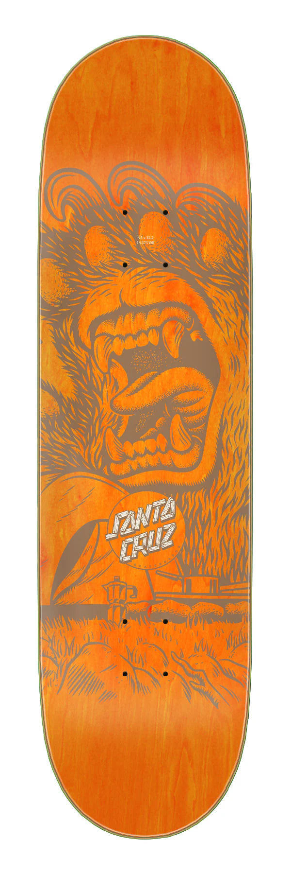 8.5" Screaming Grizzly Birch Skateboard Deck