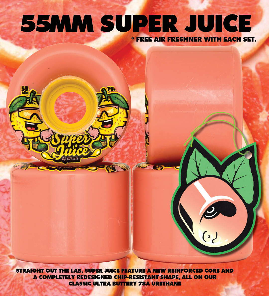 55mm Paloma Pink Mini Super Juice 78a Skateboard Wheels