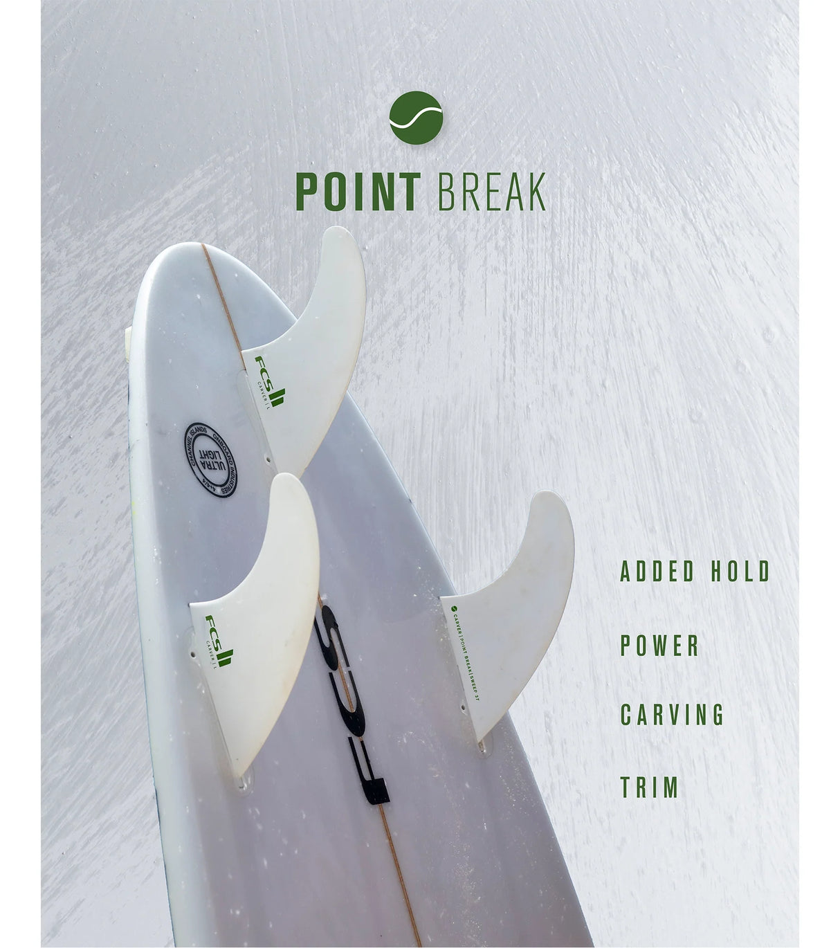 FCS II Carver Performance Core Thruster Fins - White Edition