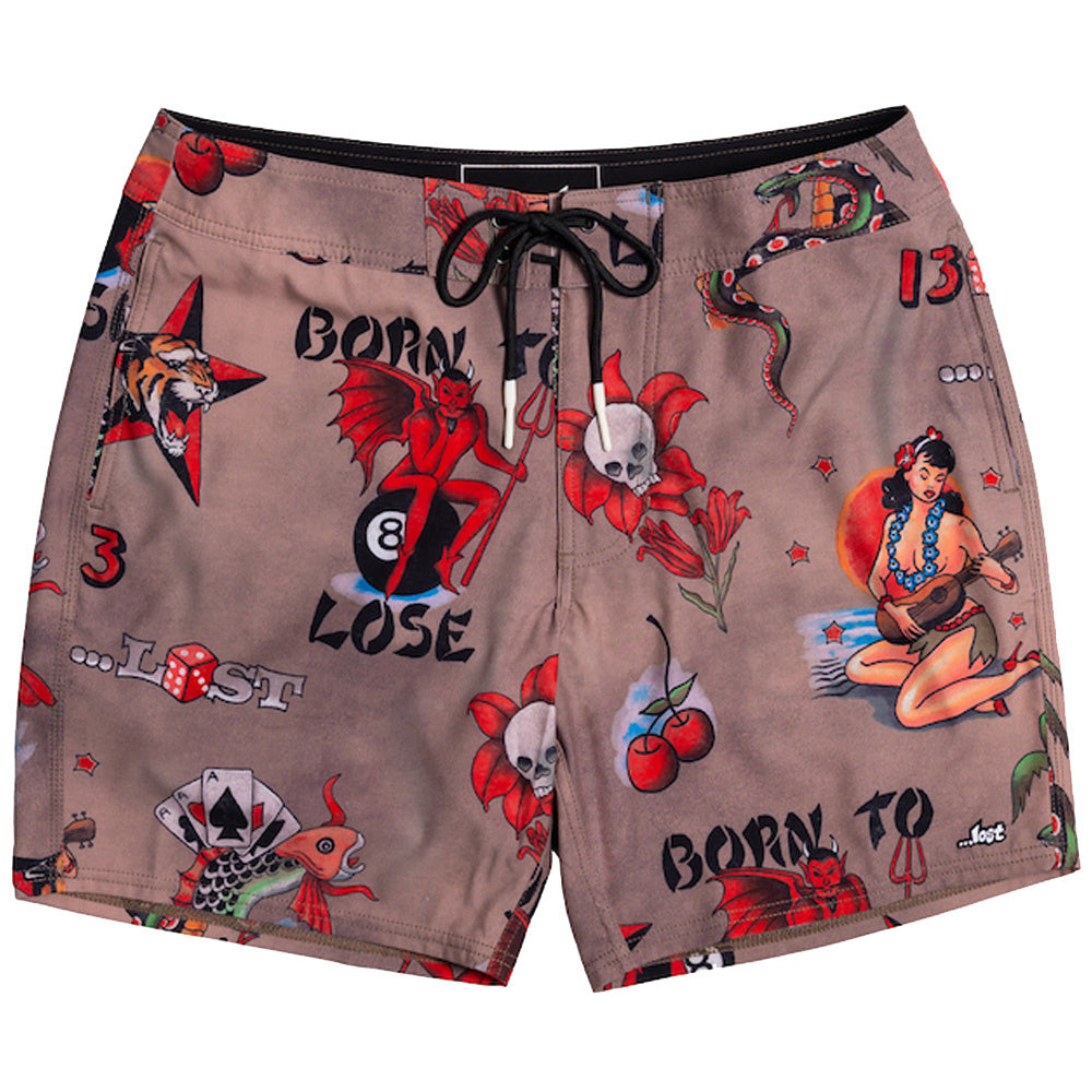 17" Deathwish Pocket Scrapbook Stone Boardshort