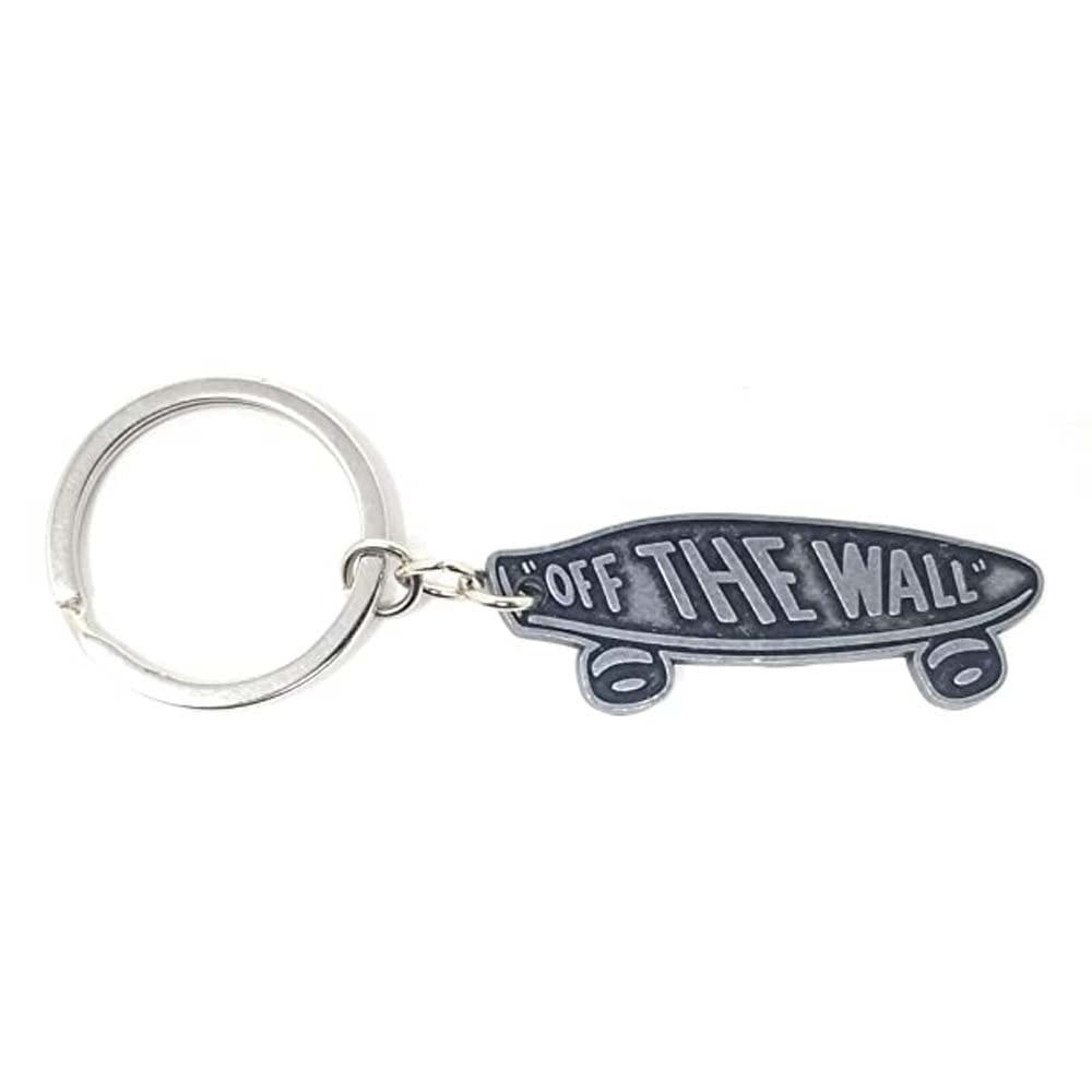 Metal Skateboard Keychain Antique Silver
