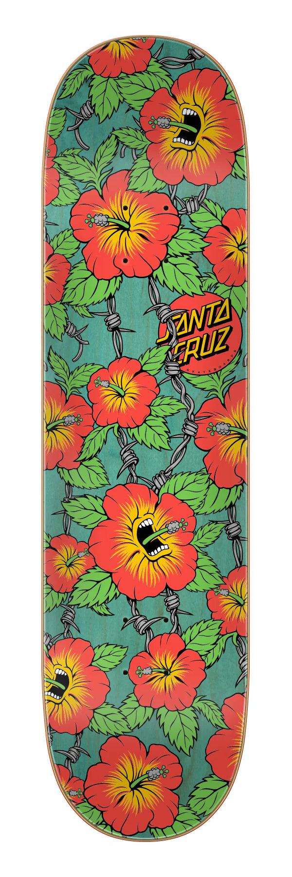 8.0" X 31.6" Screaming Hibiscus 7 Ply Birch Skateboard Deck