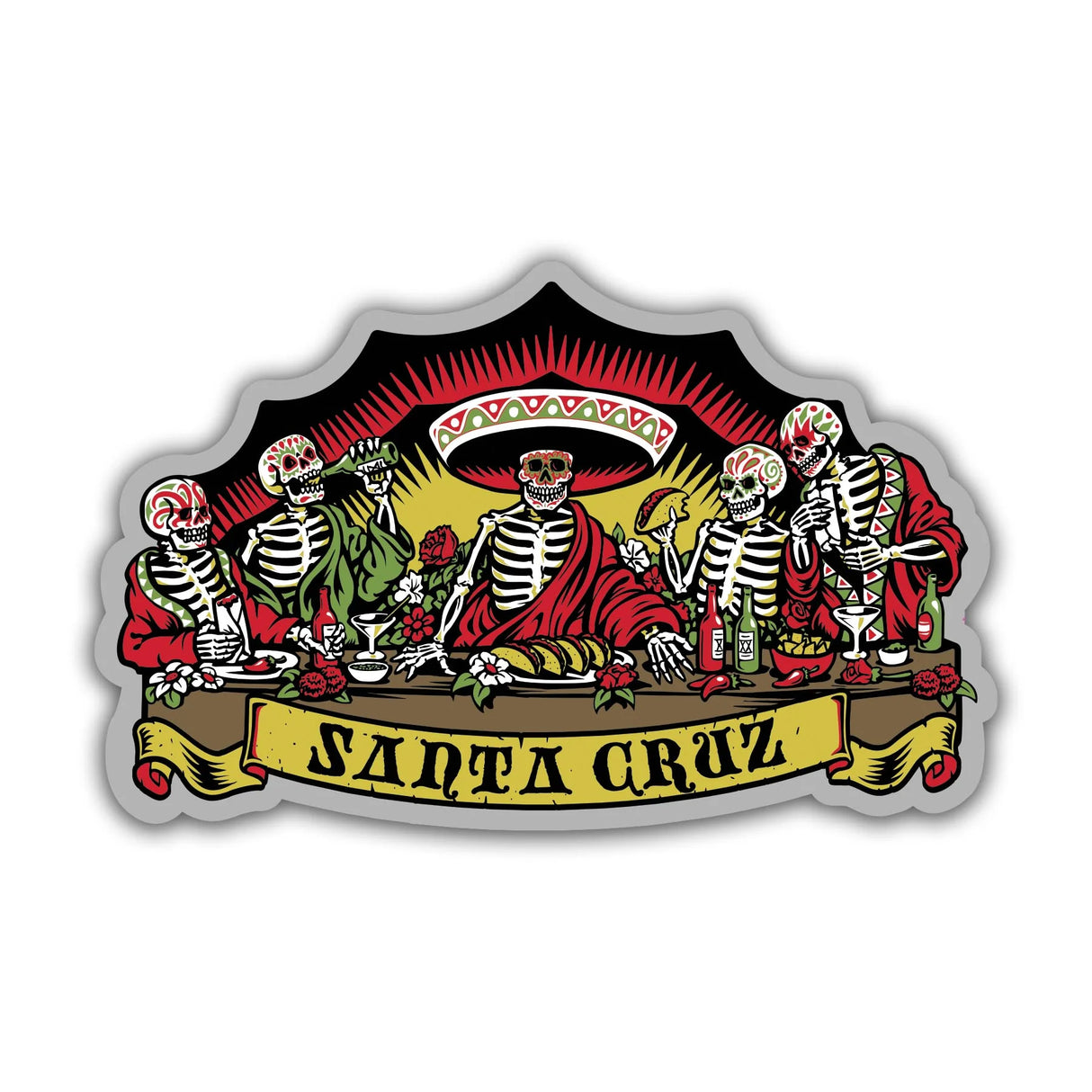 4.25" Guzman Dead Diners Mylar Skate Sticker