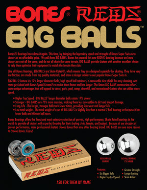 BIG BALLS® REDS® Skateboard Bearings (8-pack)