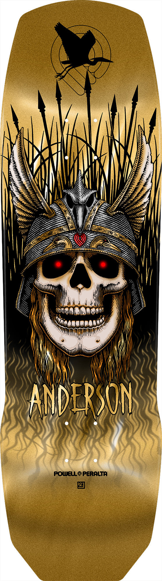 9.13" x 32.8" Pro Andy Anderson Heron Skull Skateboard Deck