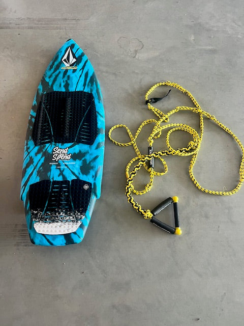 2nd Hand Ronix X Volcom Sea Captain Wakesurfer Set (incl Bungee Rope & fins)