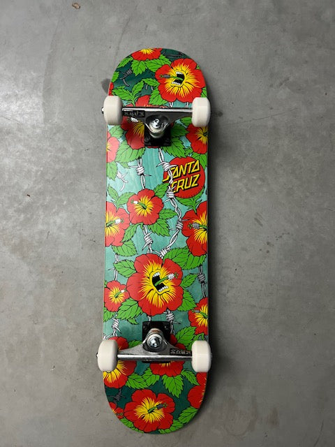 8.0" X 31.6" Screaming Hibiscus 7 Ply Birch Skateboard Custom Complete