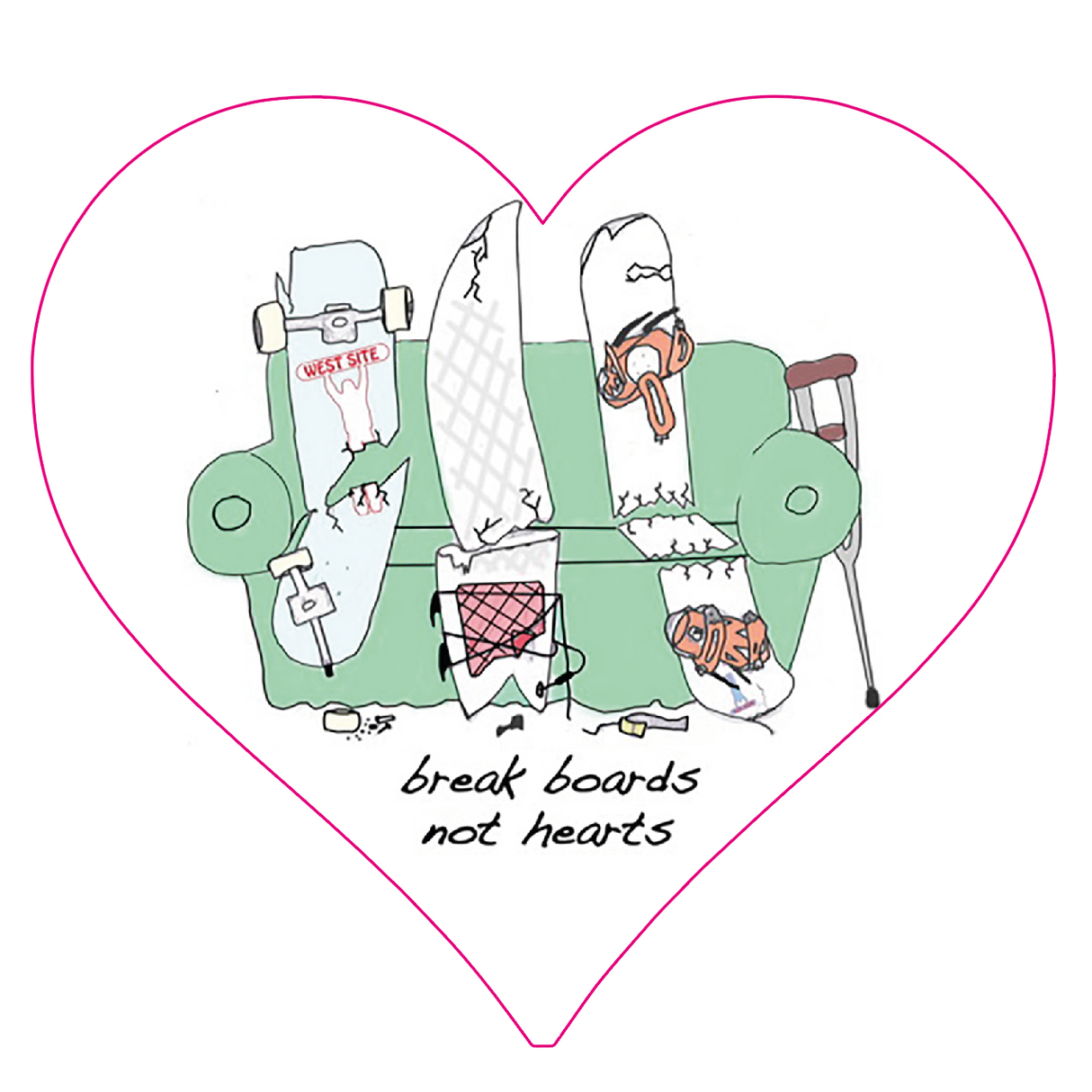 Break Boards Not Hearts Ceramic Mug