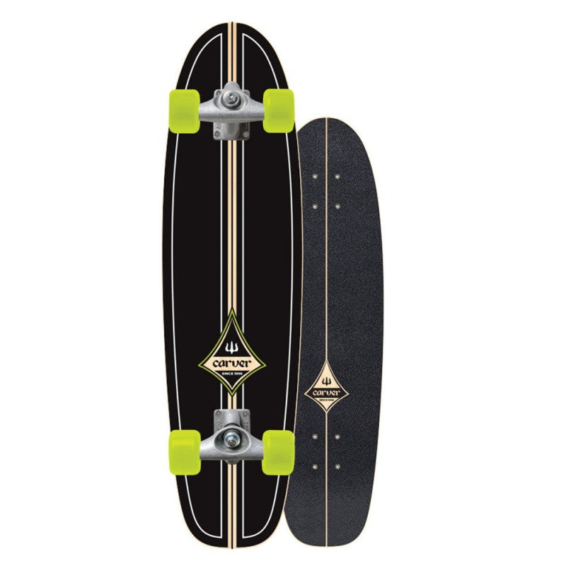 29" Surfrider Black/Green Surf Skate Complete