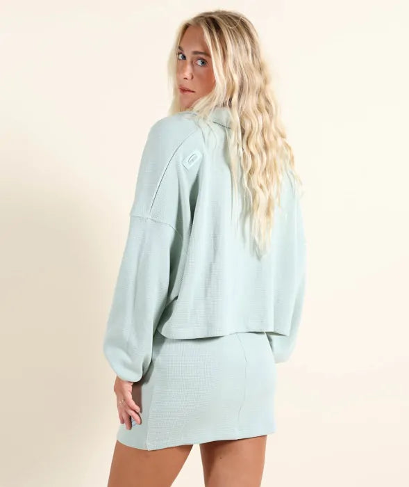 Women's Seafoam Polo Sweater