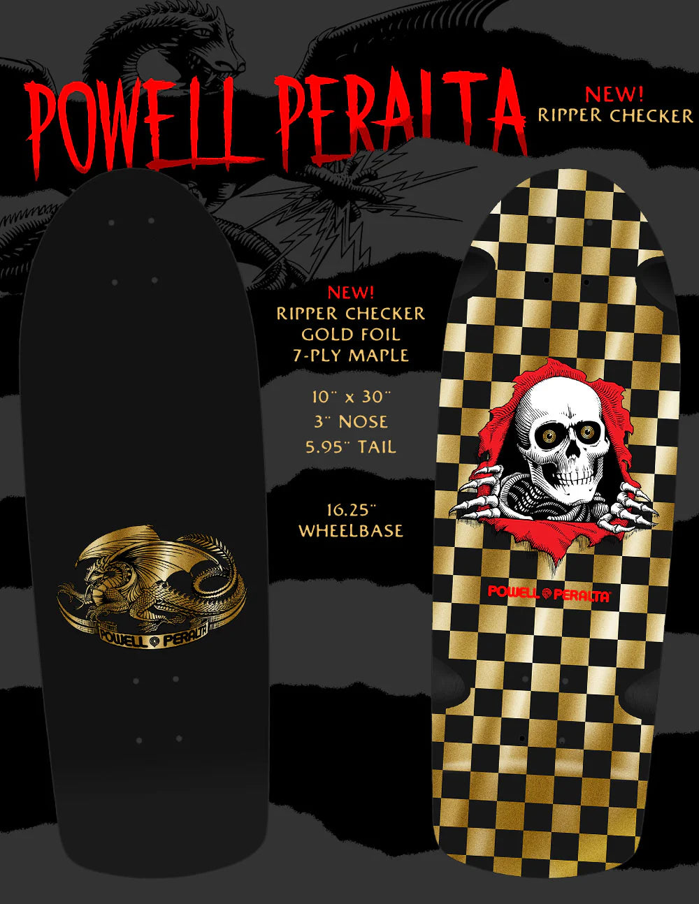 10.0" OG Ripper Checkered Gold Foil Reissue Skateboard Deck