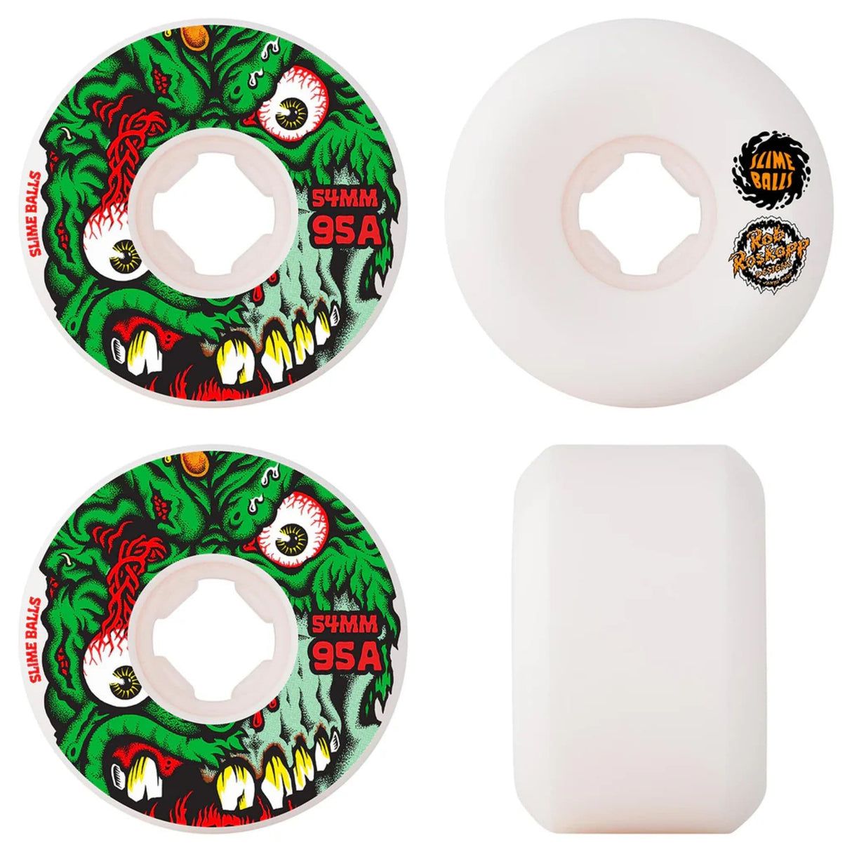 54mm 95a Roskopp Face Two Reissue White Skateboard Wheels