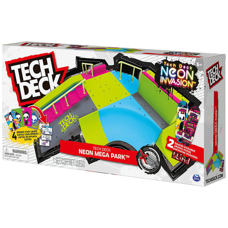 Neon Mega Park X-Connect Creator, Glow-in-The-Dark Customizable Ramp Set (+ 2 Fingerboards)