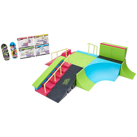 Neon Mega Park X-Connect Creator, Glow-in-The-Dark Customizable Ramp Set (+ 2 Fingerboards)