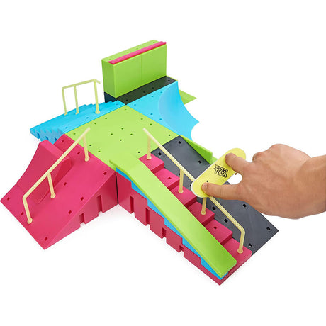 Neon Mega Park X-Connect Creator, Glow-in-The-Dark Customizable Ramp Set (+ 2 Fingerboards)