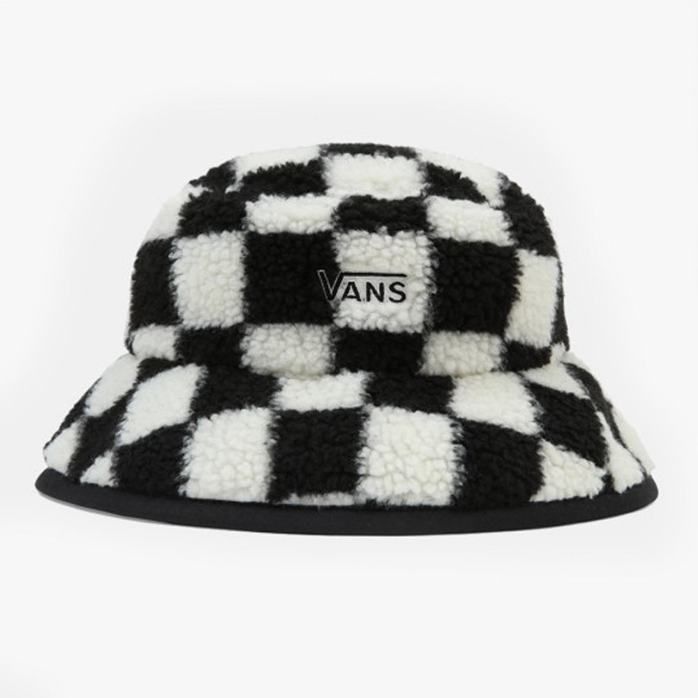 Checker Fleece White Bucket Hat