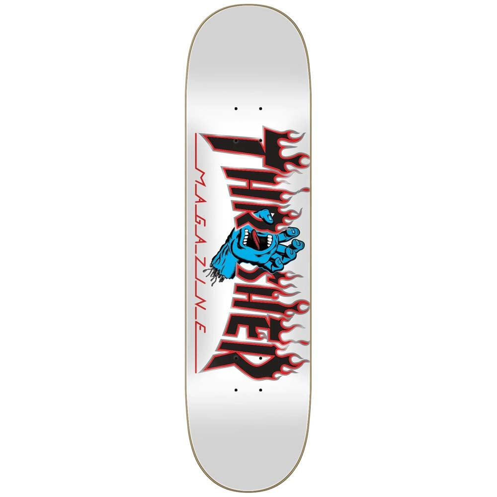 X Thrasher Screaming Flame Logo White Skateboard Deck – West