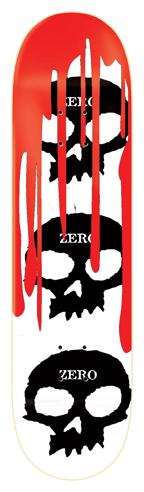 3 Skull Blood White Skateboard Deck